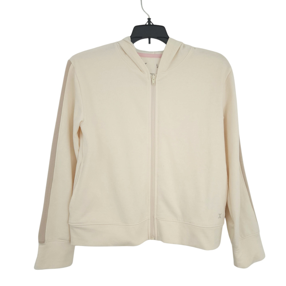 Xersion Kids Zip Up Sweatshirt Jacket Hoodie Size 14 Large Cream
